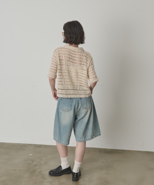 full/fill.(フルフィル)の「ハーフスリーブクロシェレーストップス(ポロシャツ・レディース・ナチュラル/ブラックミックス/ブラック・FREE)」の18枚目の写真