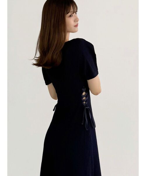 MERCURYDUO(マーキュリーデュオ)の「サイドレースアップカットワンピース(ワンピース・レディース・ミント/ネイビー/ブラック・SMALL/MEDIUM)」の3枚目の写真