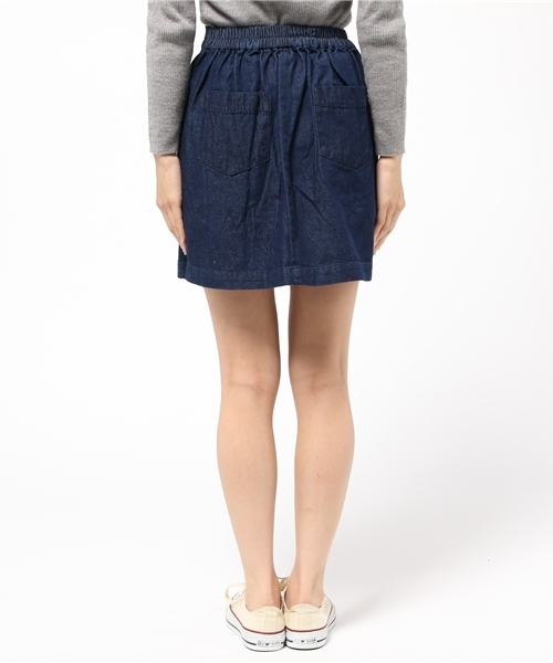 one after another NICE CLAUP（ワンアフターアナザーナイスクラップ）の「【ナイスクラップ】スエード&デニム台形スカート（スカート・レディース・ベージュ/インディゴブルー/キャメル・FREE）」の6枚目の写真