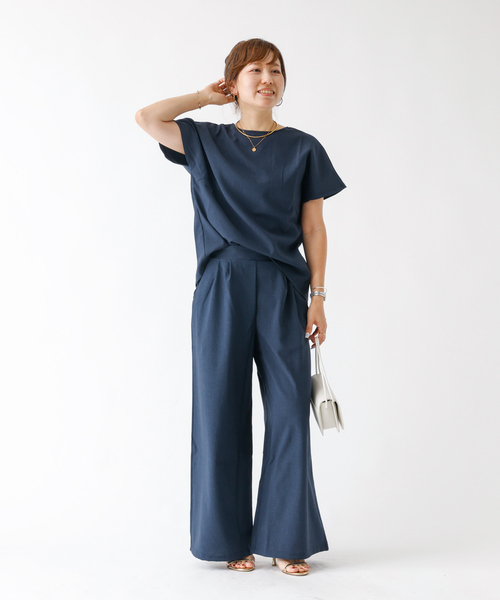 DESIGNWORKS（デザインワークス）の「【セットアップ対応】リネン調バックタックブラウス（シャツ/ブラウス・レディース・グレー/ネイビー/ライトグレー・フリー）」の22枚目の写真