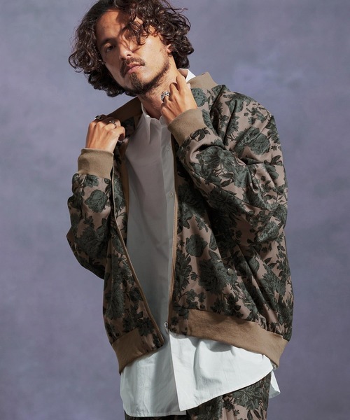 mj10895-フラワー総柄ラグランスリーブブルゾン（ブルゾン）｜Jih Nunc