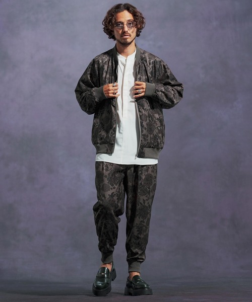 mj10895-フラワー総柄ラグランスリーブブルゾン（ブルゾン）｜Jih Nunc