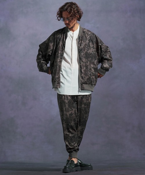 mj10895-フラワー総柄ラグランスリーブブルゾン（ブルゾン）｜Jih Nunc