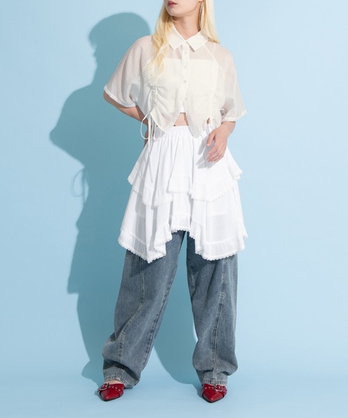 PUNYUS(プニュズ)の「アシンメトリーミニスカート(スカート・レディース・ブラック/ホワイト・1/2/3/4)」の9枚目の写真