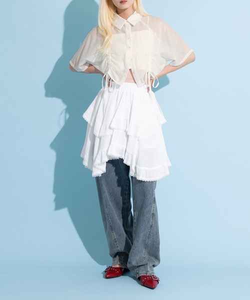 PUNYUS(プニュズ)の「アシンメトリーミニスカート(スカート・レディース・ブラック/ホワイト・1/2/3/4)」の13枚目の写真