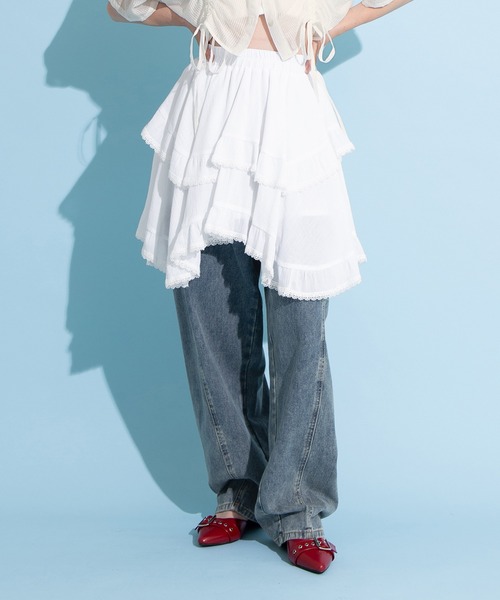 PUNYUS(プニュズ)の「アシンメトリーミニスカート(スカート・レディース・ブラック/ホワイト・1/2/3/4)」の14枚目の写真