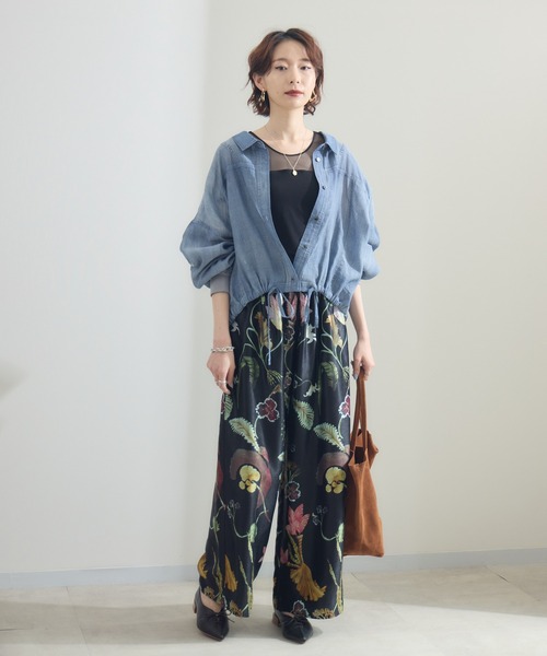 Paradise Picnic（パラダイスピクニック）の「Dignite Collier シアーデニムドロストシャツ（シャツ/ブラウス・レディース・ブルー/ネイビー・FREE）」の3枚目の写真