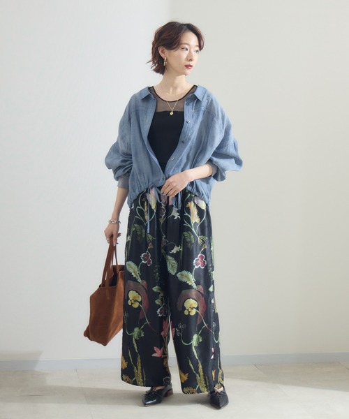 Paradise Picnic（パラダイスピクニック）の「Dignite Collier シアーデニムドロストシャツ（シャツ/ブラウス・レディース・ブルー/ネイビー・FREE）」の4枚目の写真