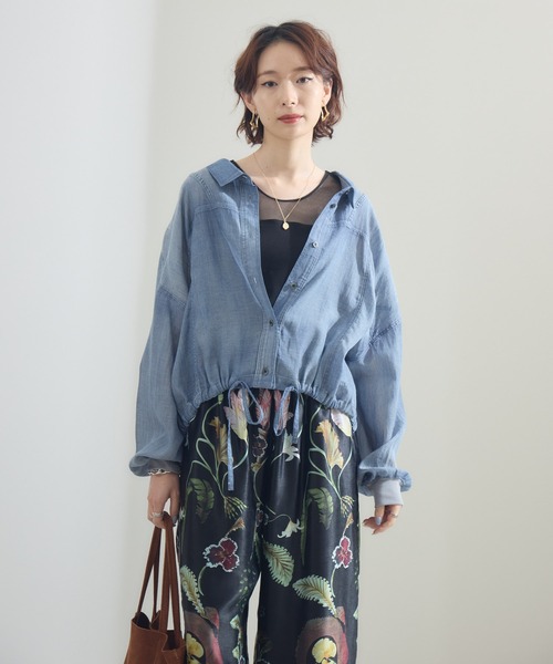 Paradise Picnic（パラダイスピクニック）の「Dignite Collier シアーデニムドロストシャツ（シャツ/ブラウス・レディース・ブルー/ネイビー・FREE）」の9枚目の写真