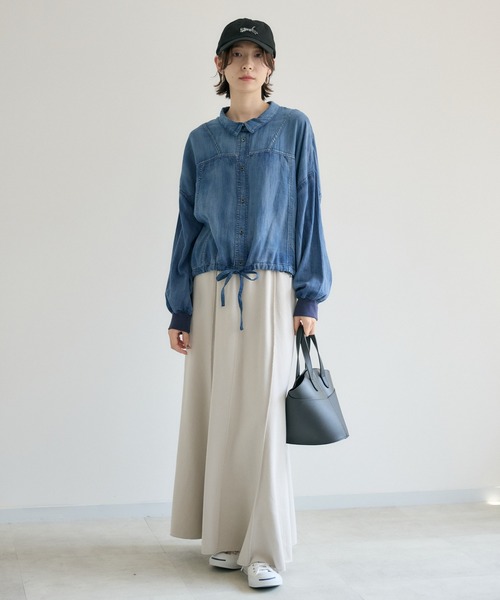 Paradise Picnic（パラダイスピクニック）の「Dignite Collier シアーデニムドロストシャツ（シャツ/ブラウス・レディース・ブルー/ネイビー・FREE）」の14枚目の写真