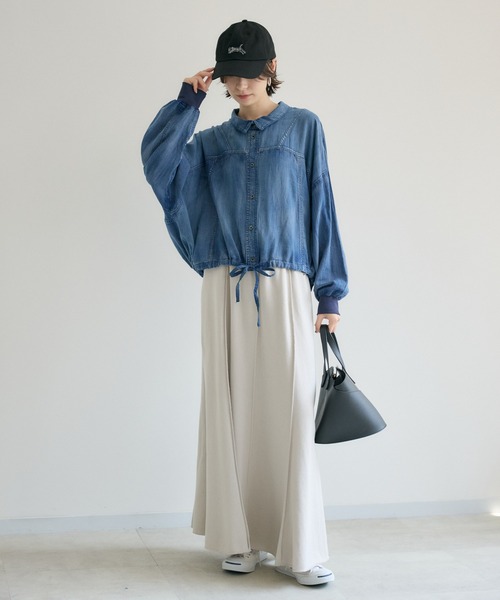 Paradise Picnic（パラダイスピクニック）の「Dignite Collier シアーデニムドロストシャツ（シャツ/ブラウス・レディース・ブルー/ネイビー・FREE）」の15枚目の写真