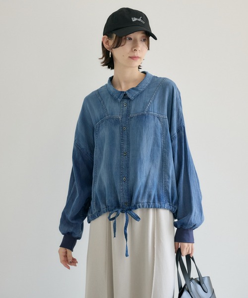 Paradise Picnic（パラダイスピクニック）の「Dignite Collier シアーデニムドロストシャツ（シャツ/ブラウス・レディース・ブルー/ネイビー・FREE）」の20枚目の写真