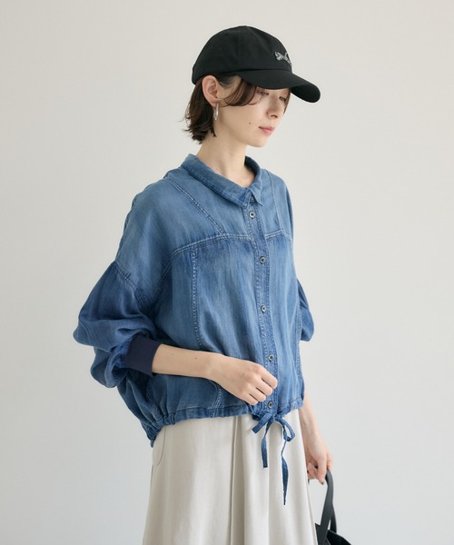 Paradise Picnic（パラダイスピクニック）の「Dignite Collier シアーデニムドロストシャツ（シャツ/ブラウス・レディース・ブルー/ネイビー・FREE）」の21枚目の写真