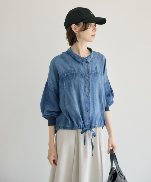 Paradise Picnic（パラダイスピクニック）の「Dignite Collier シアーデニムドロストシャツ（シャツ/ブラウス・レディース・ブルー/ネイビー・FREE）」の22枚目の写真