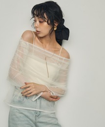 チュールシアーオフショルプルオーバー