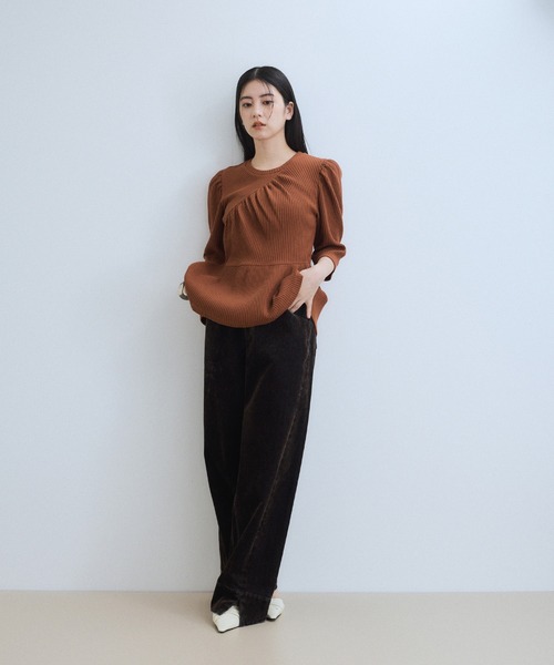 【adam et rope 】ペプラムコンビハーフスリーブニット ADAM ET ROPE'｜ペプラムコンビハーフスリーブニット | Rakuten