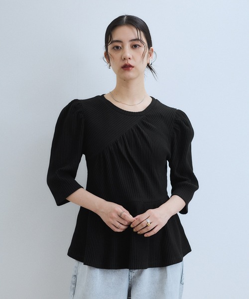 アダムエロペ　新品カットソー WEB限定】ハーフスリーブペプラムカットソー（Tシャツ