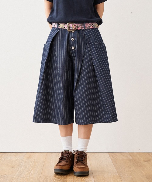 WISH FOR EVER（ウィッシュフォーエバー）の「ASSORT CROSS TUCK BAGGY SHORTS / アソートクロスタックバギーショーツ（その他パンツ・メンズ・グレー/グレー×ホワイト/ネイビー×ホワイト・SMALL/MEDIUM/LARGE）」の3枚目の写真