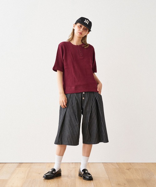 WISH FOR EVER（ウィッシュフォーエバー）の「ASSORT CROSS TUCK BAGGY SHORTS / アソートクロスタックバギーショーツ（その他パンツ・メンズ・グレー/グレー×ホワイト/ネイビー×ホワイト・SMALL/MEDIUM/LARGE）」の21枚目の写真