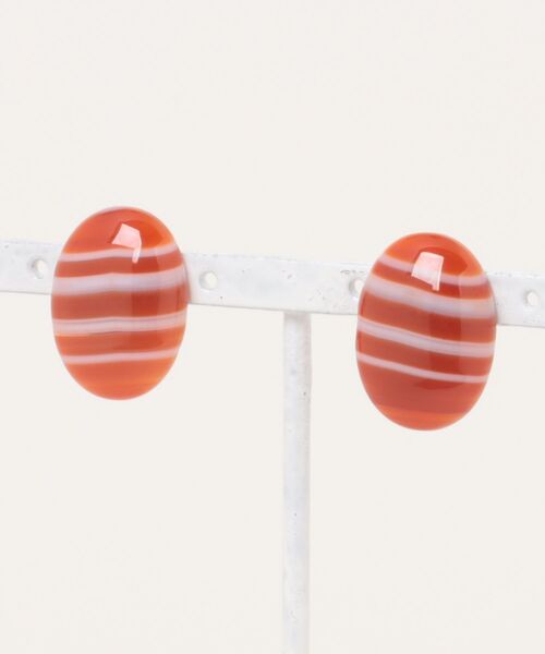 tone（トーン）の「rurururu/紅茶色縞瑪瑙のカボションイヤリング（イヤリング・レディース・ブラウン系その他/ブラウン系その他2・FREE）」の2枚目の写真