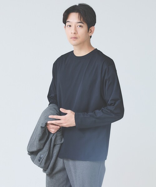 ABAHOUSE GRAY(アバハウスグレイ)の「【速乾 / DRY MAX】長袖Tシャツ(Tシャツ/カットソー・メンズ・ブラック/ホワイト/チャコールグレー/グレイッシュベージュ/グレイッシュブルー・46/48/50)」の2枚目の写真