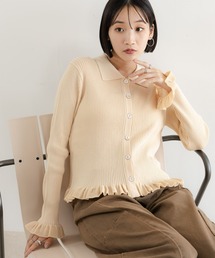 LOWRYS FARM | スソフリルカーディガンＬＳ 577229(ニット/セーター)