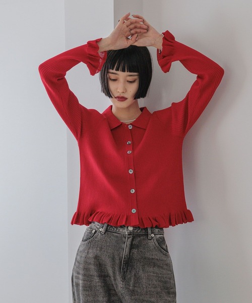 LOWRYS FARM（ローリーズファーム）の「スソフリルカーディガンLS