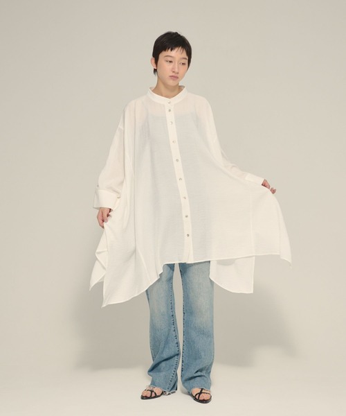 eL（エル）の「【eL】Large Shirts Mini One-piece/582475（ワンピース・レディース・ブラック/オフホワイト・FREE）」の3枚目の写真