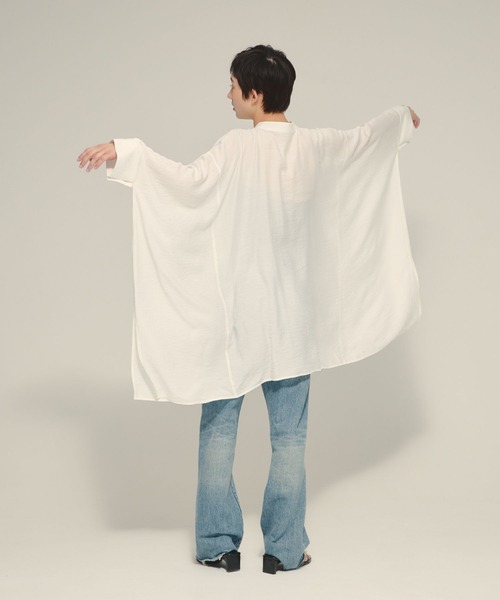 eL（エル）の「【eL】Large Shirts Mini One-piece/582475（ワンピース・レディース・ブラック/オフホワイト・FREE）」の5枚目の写真