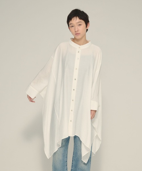 eL（エル）の「【eL】Large Shirts Mini One-piece/582475（ワンピース・レディース・ブラック/オフホワイト・FREE）」の7枚目の写真