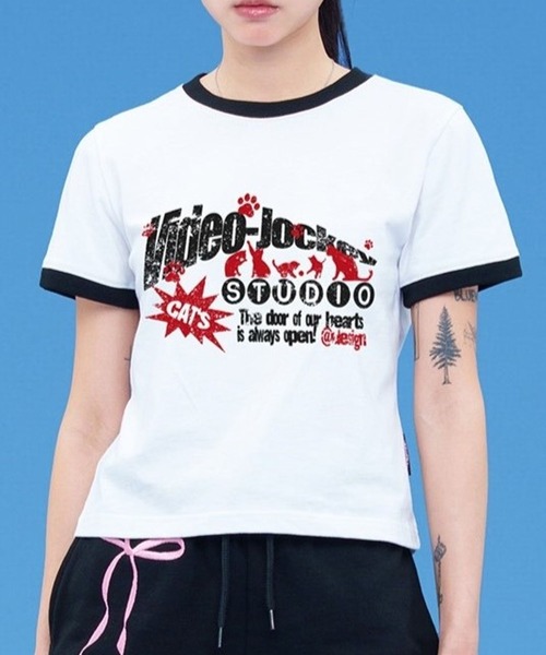 tシャツ 「UNISEX」Video Jockey／Cat ringer T レディース メンズ UNISEX】Video Jockey／Cat ringer T（Tシャツ/カットソー