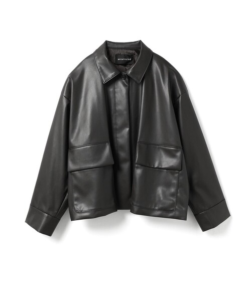 mizuiro ind シンセティックレザージャケット　ブラック mizuiro ind シンセティックレザーシャツジャケット（その他アウター