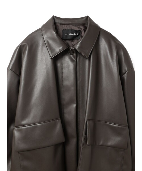 mizuiro ind シンセティックレザーシャツジャケット（その他