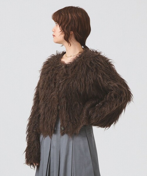 Ray BEAMS（レイビームス）の「RBS / ミックスシャギー クルーネック カーディガン（カーディガン/ボレロ・レディース・サックスブルー/ダークブラウン・ONE SIZE）」の11枚目の写真