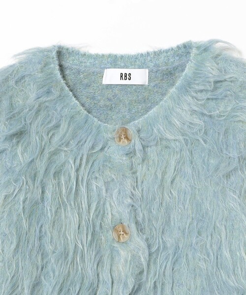 Ray BEAMS（レイビームス）の「RBS / ミックスシャギー クルーネック カーディガン（カーディガン/ボレロ・レディース・サックスブルー/ダークブラウン・ONE SIZE）」の4枚目の写真