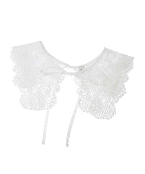 earth music&ecology（アースミュージックアンドエコロジー）の「シアー刺繍レース付け襟（付け襟・レディース・オフホワイト・FREE）」の5枚目の写真