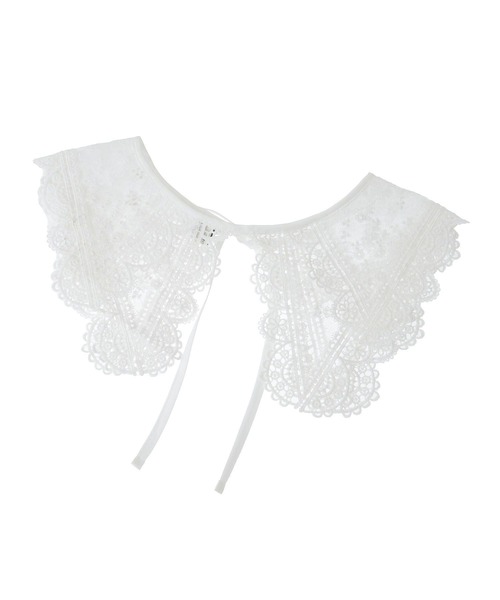 earth music&ecology（アースミュージックアンドエコロジー）の「シアー刺繍レース付け襟（付け襟・レディース・オフホワイト・FREE）」の6枚目の写真