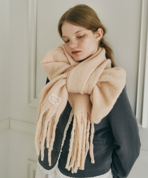 3色展開 】レースタグ付きボリュームマフラー / volume fringe muffler