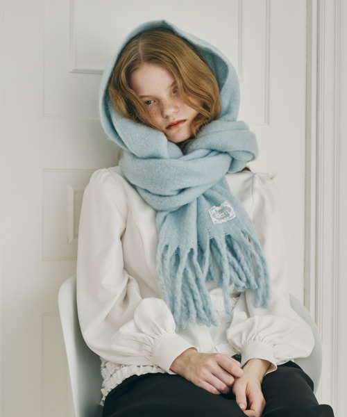 3色展開 】レースタグ付きボリュームマフラー / volume fringe muffler