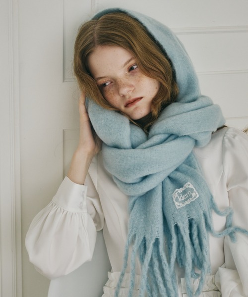 idem（イデム）の「【 3色展開 】レースタグ付きボリュームマフラー / volume fringe muffler（マフラー・レディース・ブルー/アイボリー/ピンク・FREE）」の5枚目の写真