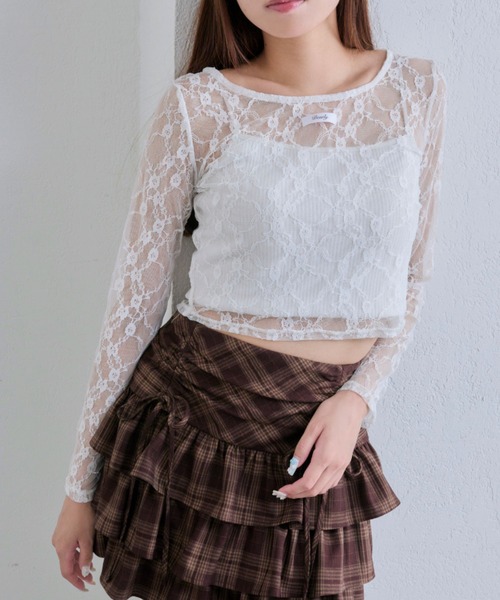 OLIVE des OLIVE(オリーブデオリーブ)の「レーストップス(Tシャツ/カットソー・レディース・ブラウン/ブラック/オフホワイト・FREE)」の5枚目の写真