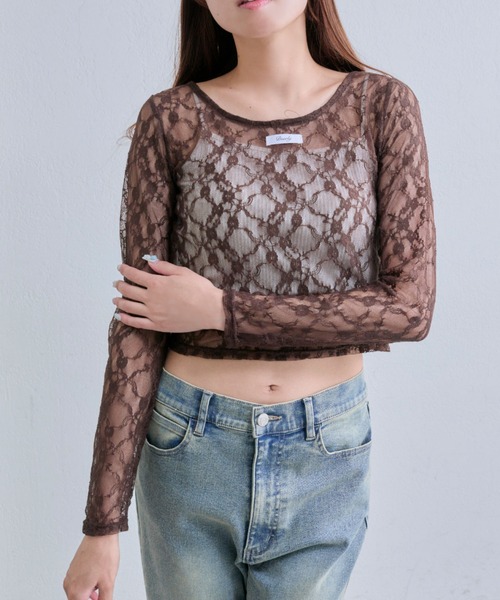 OLIVE des OLIVE(オリーブデオリーブ)の「レーストップス(Tシャツ/カットソー・レディース・ブラウン/ブラック/オフホワイト・FREE)」の7枚目の写真