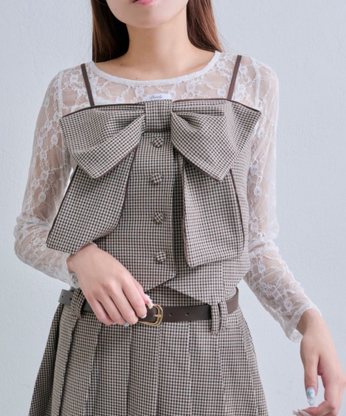 OLIVE des OLIVE(オリーブデオリーブ)の「レーストップス(Tシャツ/カットソー・レディース・ブラウン/ブラック/オフホワイト・FREE)」の11枚目の写真