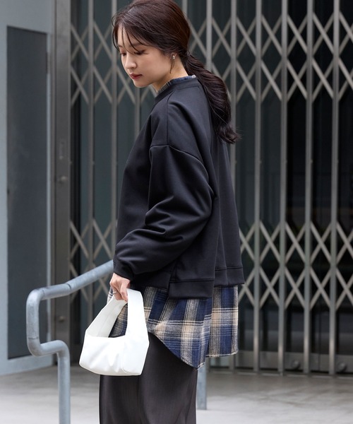 イージードライダンボールニットボリュームスリーブサイドスリットプル