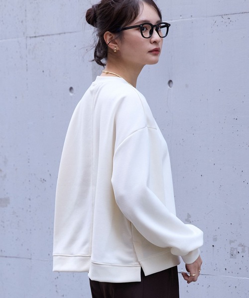 イージードライダンボールニットボリュームスリーブサイドスリットプル