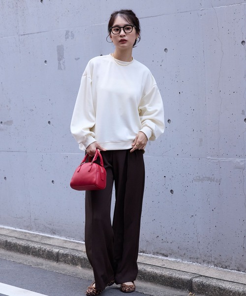 イージードライダンボールニットボリュームスリーブサイドスリットプル