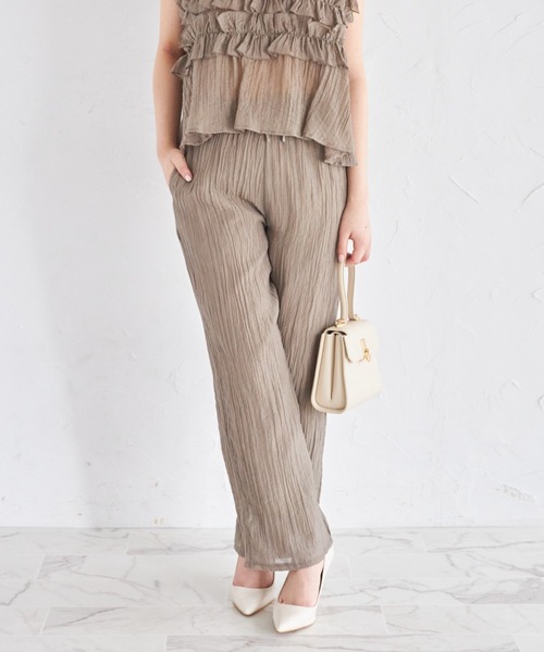 tocco closet（トッコ　クローゼット）の「【ZOZO限定】シンプルワッシャーリラックスパンツ　※セットアップ可能（その他パンツ・レディース・ブラック/モカ・M）」の2枚目の写真