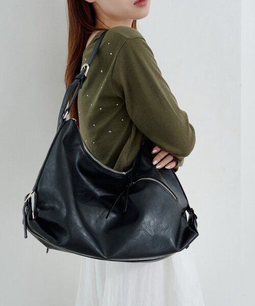 Kastane（カスタネ）の「【A4サイズ】サイドベルトショルダーBAG（ショルダーバッグ・レディース・ダークブラウン/グレー/ブラック・FREE）」の2枚目の写真