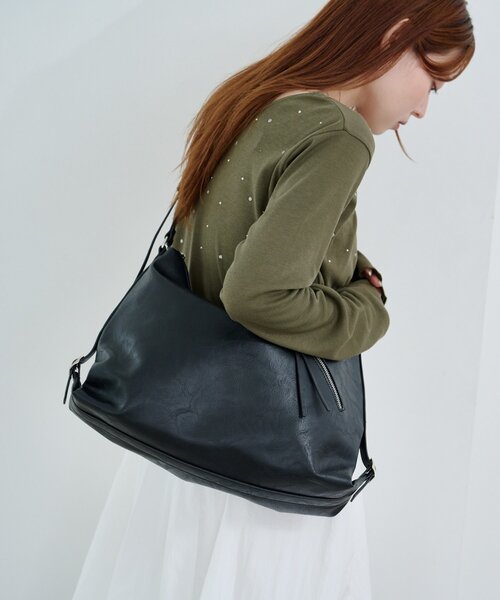 Kastane（カスタネ）の「【A4サイズ】サイドベルトショルダーBAG（ショルダーバッグ・レディース・ダークブラウン/グレー/ブラック・FREE）」の6枚目の写真