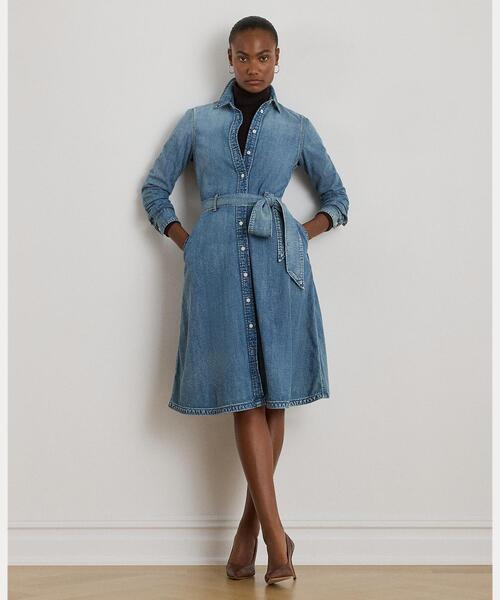 ベルテッド デニム シャツドレス（シャツワンピース）｜LAUREN RALPH